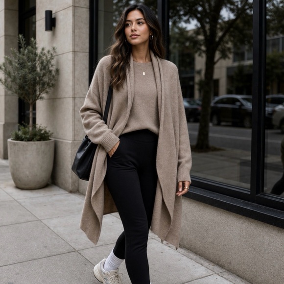 Leith Sweaters - Leith Cozy Tan Women's Cardigan